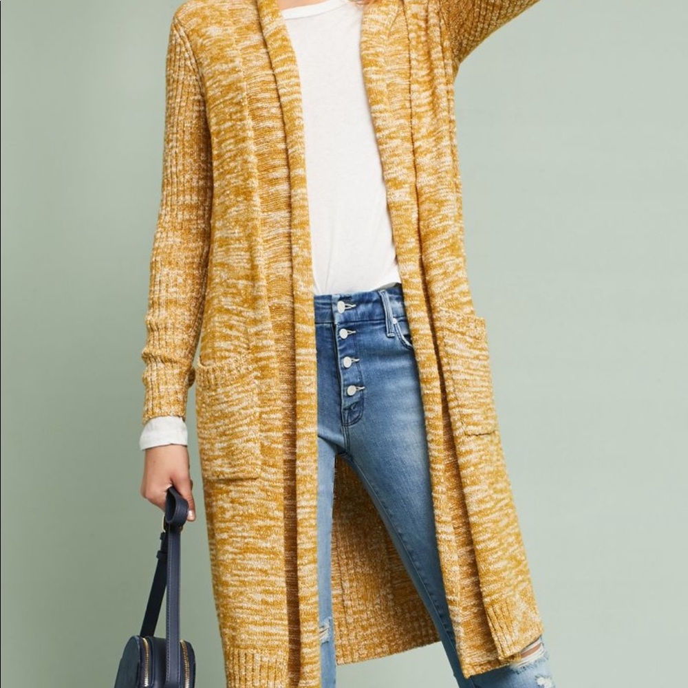 Anthropologie gold and white marled sweate…
